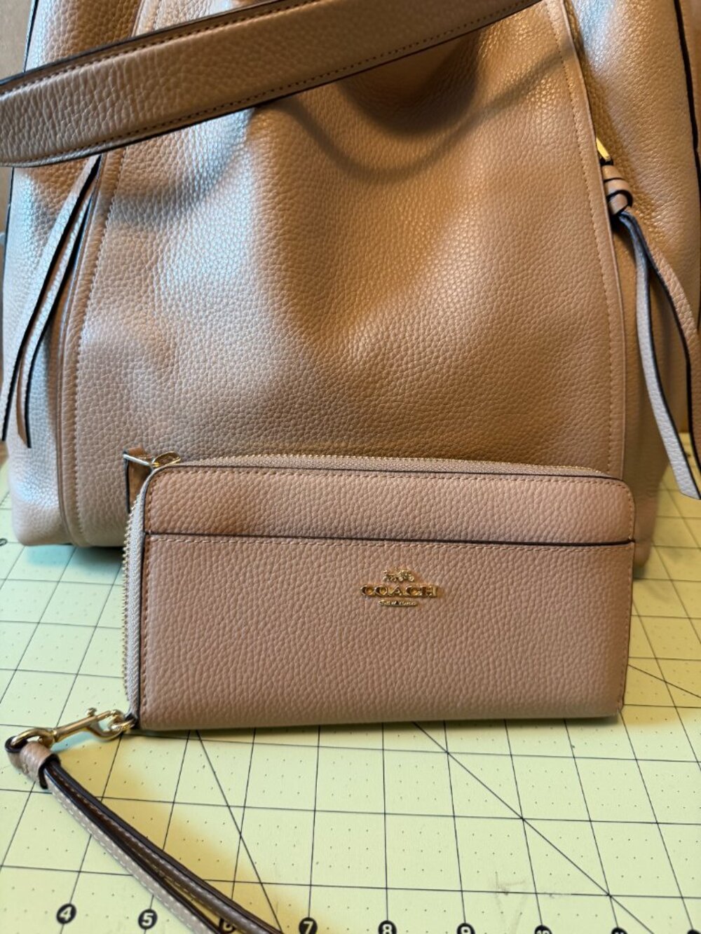 Coach Marlon Hobo & Matching accordion zip wallet - Taupe - Picture 4 of 8